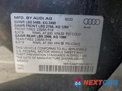 Zdjęcie 13 z 13 samochodu: 2022 AUDI Q5 PREMIUM PLUS 45 VIN:WA1EAAFY9N2080121 - miniatura