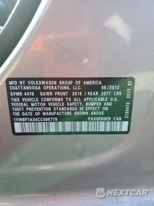 Zdjęcie 12 z 12 samochodu: 2012 VOLKSWAGEN PASSAT SE VIN:1VWBP7A34CC095779 - miniatura