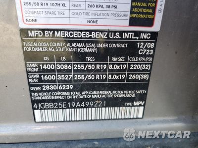 Zdjęcie 13 z 13 samochodu: 2009 MERCEDES-BENZ ML VIN:4JGBB25E19A499221 - miniatura