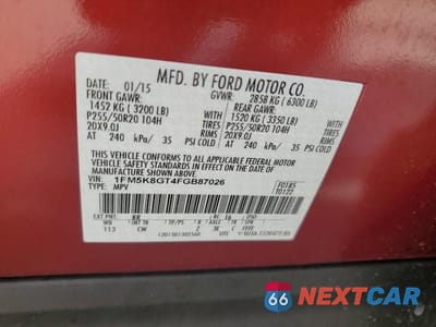 Zdjęcie 14 z 14 samochodu: 2015 FORD EXPLORER SPORT VIN:1FM5K8GT4FGB87026 - miniatura