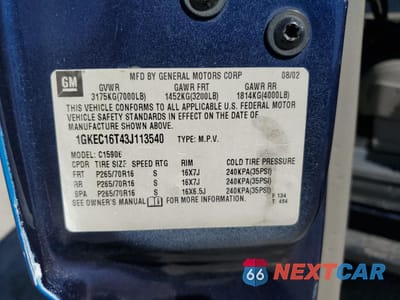 Zdjęcie 13 z 15 samochodu: 2003 GMC YUKON XL C1500 VIN:1GKEC16T43J113540 - miniatura