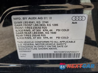 Zdjęcie 13 z 15 samochodu: 2022 AUDI Q4 E-TRON PREMIUM PLUS VIN:WA1H2BFZXNP050377 - miniatura