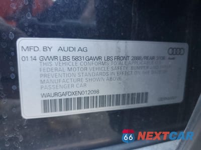 Zdjęcie 12 z 12 samochodu: 2014 AUDI A8 L QUATTRO VIN:WAURGAFDXEN012098 - miniatura