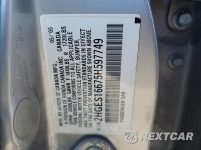 Zdjęcie 12 z 12 samochodu: 2005 HONDA CIVIC LX VIN:2HGES16675H597749 - miniatura