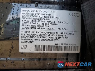 Zdjęcie 12 z 12 samochodu: 2023 AUDI Q4 E-TRON PREMIUM PLUS VIN:WA1L2BFZ9PP012748 - miniatura
