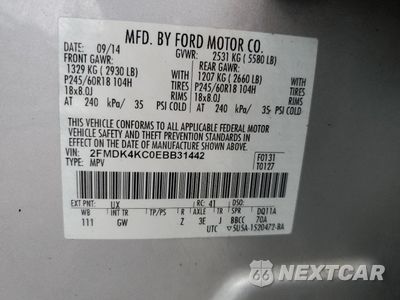 Zdjęcie 14 z 14 samochodu: 2014 FORD EDGE LIMITED VIN:2FMDK4KC0EBB31442 - miniatura