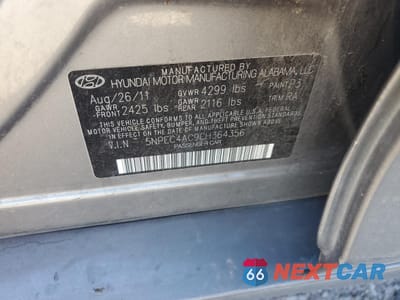 Zdjęcie 12 z 14 samochodu: 2012 HYUNDAI SONATA SE VIN:5NPEC4AC9CH364356 - miniatura