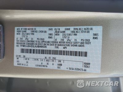 Zdjęcie 13 z 14 samochodu: 2018 FORD ESCAPE SEL VIN:1FMCU0HD2JUB99535 - miniatura