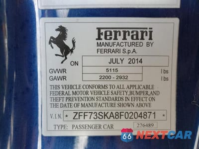 Zdjęcie 12 z 12 samochodu: 2015 FERRARI FF VIN:ZFF73SKA8F0204871 - miniatura