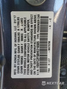 Zdjęcie 12 z 13 samochodu: 2017 HONDA CIVIC LX VIN:19XFC2F58HE216505 - miniatura