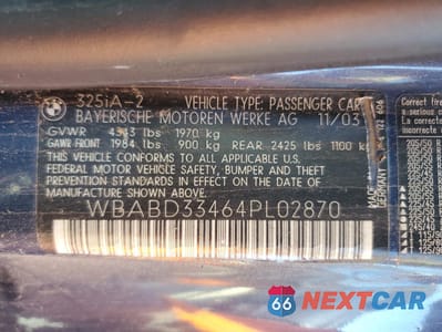 Zdjęcie 12 z 12 samochodu: 2004 BMW 325 CI VIN:WBABD33464PL02870 - miniatura