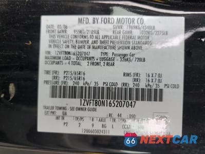 Zdjęcie 13 z 13 samochodu: 2006 FORD MUSTANG VIN:1ZVFT80N165207047 - miniatura