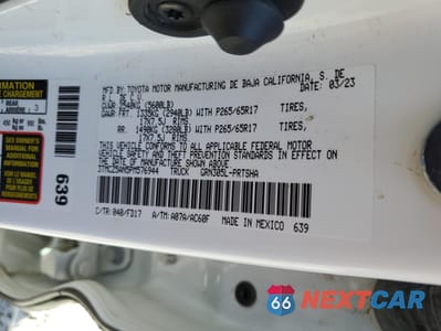 Zdjęcie 12 z 13 samochodu: 2023 TOYOTA TACOMA DOUBLE CAB VIN:3TMCZ5AN5PM576944 - miniatura