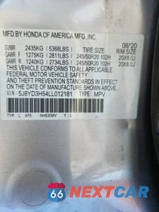 Zdjęcie 13 z 13 samochodu: 2020 ACURA MDX TECHNOLOGY VIN:5J8YD3H54LL012181 - miniatura