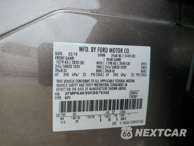 Zdjęcie 13 z 16 samochodu: 2019 FORD EDGE TITANIUM VIN:2FMPK4K99KBB79342 - miniatura