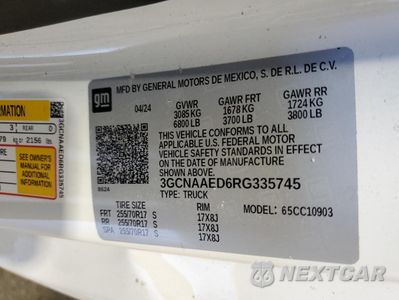 Zdjęcie 12 z 12 samochodu: 2024 CHEVROLET SILVERADO C1500 VIN:3GCNAAED6RG335745 - miniatura