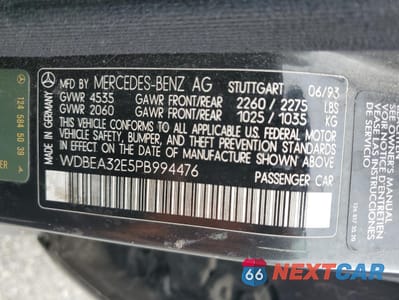 Zdjęcie 12 z 12 samochodu: 1993 MERCEDES-BENZ 300 E VIN:WDBEA32E5PB994476 - miniatura
