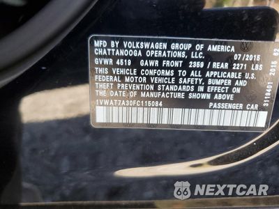 Zdjęcie 13 z 15 samochodu: 2015 VOLKSWAGEN PASSAT S VIN:1VWAT7A30FC115084 - miniatura