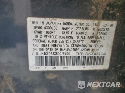 Zdjęcie 13 z 15 samochodu: 2005 ACURA TSX VIN:JH4CL968X5C015194 - miniatura
