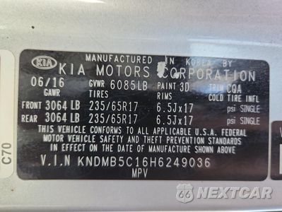 Zdjęcie 13 z 15 samochodu: 2017 KIA SEDONA LX VIN:KNDMB5C16H6249036 - miniatura