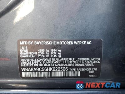 Zdjęcie 12 z 12 samochodu: 2017 BMW 320 I VIN:WBA8A9C56HK620506 - miniatura