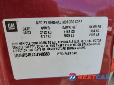 Zdjęcie 12 z 12 samochodu: 2004 BUICK LESABRE LIMITED VIN:1G4HR54K24U149389 - miniatura