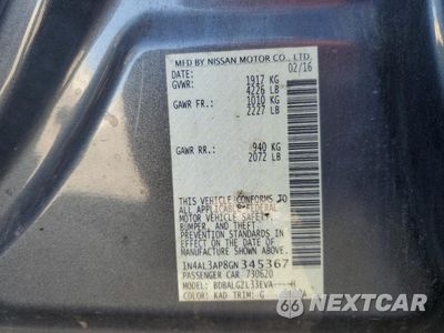 Zdjęcie 13 z 15 samochodu: 2016 NISSAN ALTIMA 2.5 VIN:1N4AL3AP8GN345367 - miniatura
