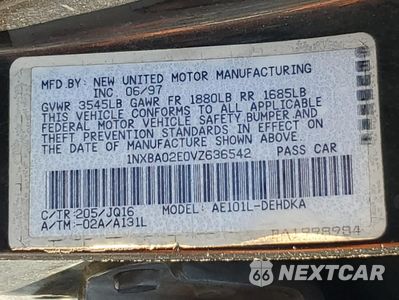 Zdjęcie 13 z 15 samochodu: 1997 TOYOTA COROLLA BASE VIN:1NXBA02E0VZ636542 - miniatura