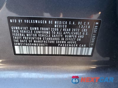 Zdjęcie 12 z 13 samochodu: 2017 VOLKSWAGEN GOLF S VIN:3VW217AU5HM038071 - miniatura