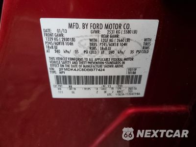 Zdjęcie 13 z 13 samochodu: 2013 FORD EDGE SEL VIN:2FMDK4JC8DBB77424 - miniatura