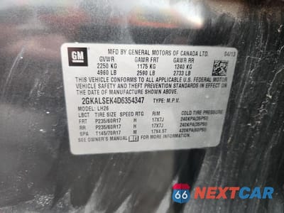 Zdjęcie 12 z 12 samochodu: 2013 GMC TERRAIN SLE VIN:2GKALSEK4D6354347 - miniatura