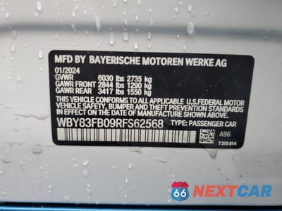 Zdjęcie 12 z 14 samochodu: 2024 BMW I4 XDRIVE 40 VIN:WBY83FB09RFS62568 - miniatura