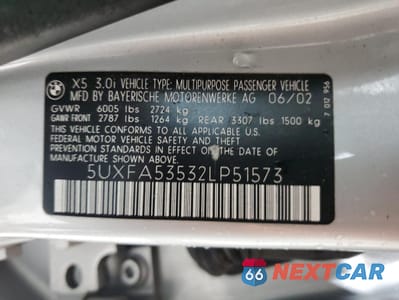 Zdjęcie 13 z 13 samochodu: 2002 BMW X5 3.0I VIN:5UXFA53532LP51573 - miniatura