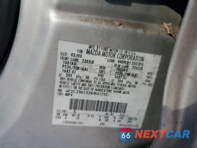 Zdjęcie 13 z 15 samochodu: 2003 MAZDA TRIBUTE ES VIN:4F2CZ96133KM41752 - miniatura