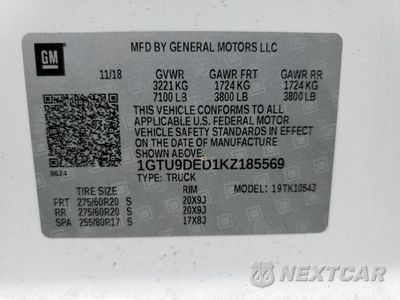 Zdjęcie 12 z 12 samochodu: 2019 GMC SIERRA K1500 SLT VIN:1GTU9DED1KZ185569 - miniatura