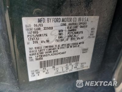Zdjęcie 12 z 13 samochodu: 2003 FORD F150 SUPERCREW VIN:1FTRW07LX3KD93407 - miniatura