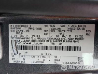 Zdjęcie 13 z 15 samochodu: 2015 FORD ESCAPE SE VIN:1FMCU9GX9FUA21239 - miniatura