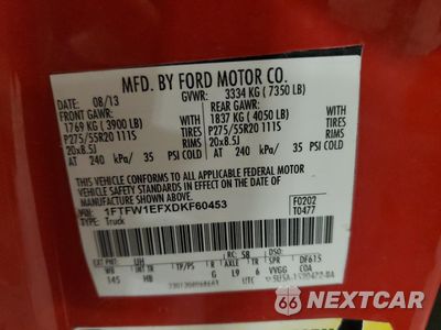 Zdjęcie 12 z 12 samochodu: 2013 FORD F150 SUPERCREW VIN:1FTFW1EFXDKF60453 - miniatura