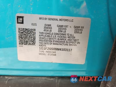 Zdjęcie 12 z 12 samochodu: 2021 CHEVROLET BOLT EV PREMIER VIN:1G1FZ6S09M4103117 - miniatura