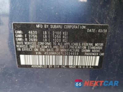 Zdjęcie 12 z 12 samochodu: 2020 SUBARU LEGACY SPORT VIN:4S3BWAG67L3024659 - miniatura