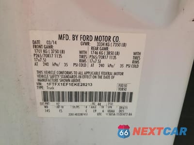 Zdjęcie 12 z 12 samochodu: 2014 FORD F150 SUPER CAB VIN:1FTFX1EF1EKE28213 - miniatura
