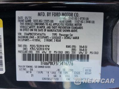 Zdjęcie 12 z 12 samochodu: 2015 FORD MUSTANG GT VIN:1FA6P8CF5F5416776 - miniatura