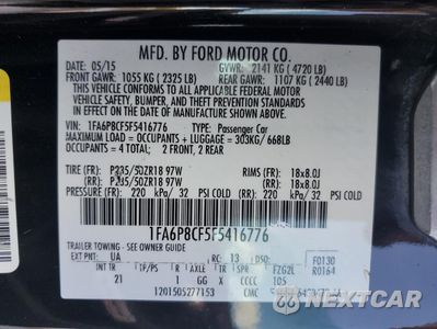 Zdjęcie 12 z 13 samochodu: 2015 FORD MUSTANG GT VIN:1FA6P8CF5F5416776 - miniatura