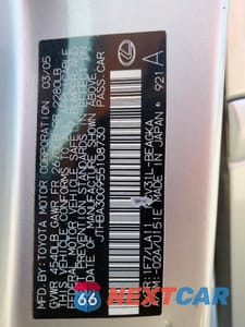 Zdjęcie 12 z 12 samochodu: 2005 LEXUS ES 330 VIN:JTHBA30G955108730 - miniatura