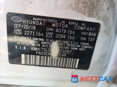 Zdjęcie 13 z 14 samochodu: 2019 HYUNDAI IONIQ SEL VIN:KMHC75LC6KU119397 - miniatura