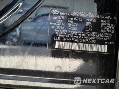 Zdjęcie 13 z 13 samochodu: 2020 HYUNDAI SANTA FE SE VIN:5NMS23AD3LH285688 - miniatura
