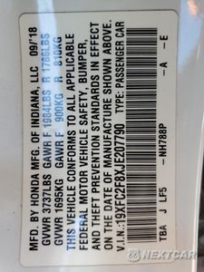 Zdjęcie 12 z 12 samochodu: 2018 HONDA CIVIC EX VIN:19XFC2F8XJE207790 - miniatura