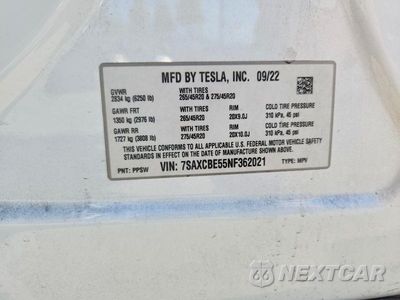 Zdjęcie 14 z 14 samochodu: 2022 TESLA MODEL X VIN:7SAXCBE55NF362021 - miniatura