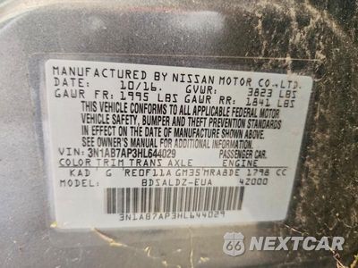 Zdjęcie 12 z 12 samochodu: 2017 NISSAN SENTRA SV VIN:3N1AB7AP3HL644029 - miniatura