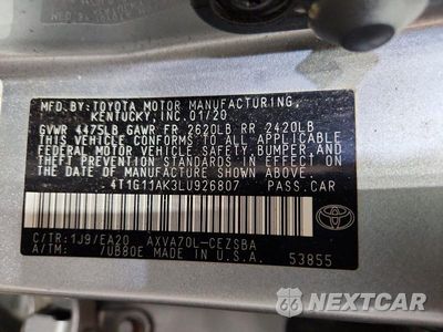 Zdjęcie 13 z 13 samochodu: 2020 TOYOTA CAMRY SE VIN:4T1G11AK3LU926807 - miniatura
